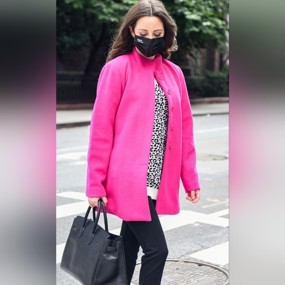 Style List By Michaela Pink Funnel Neck Peacoat